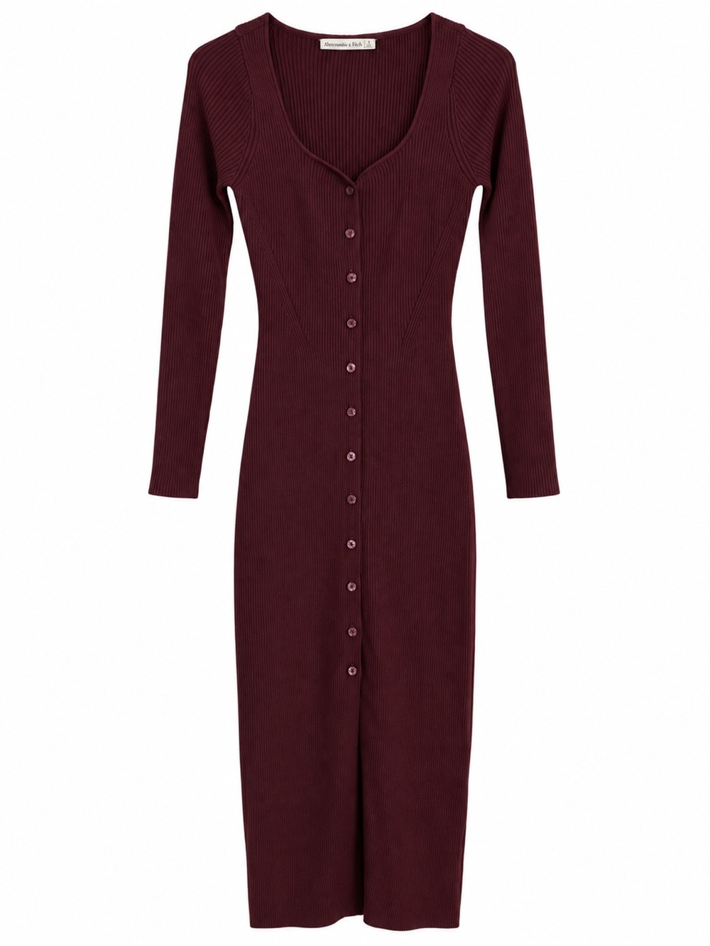 NWT Abercrombie Burgundy Ribbed Button Front Midi Dress S $120